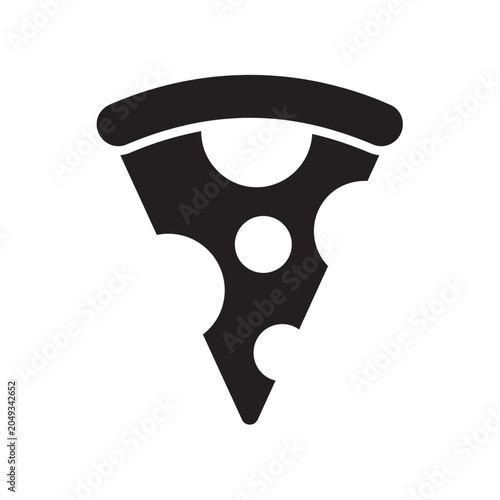 Black Silhouette of a Pizza Slice with Cheese Holes