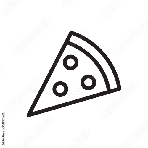 Minimalist Line Art Icon of Pizza Slice on White Background for Food and Snack Themes