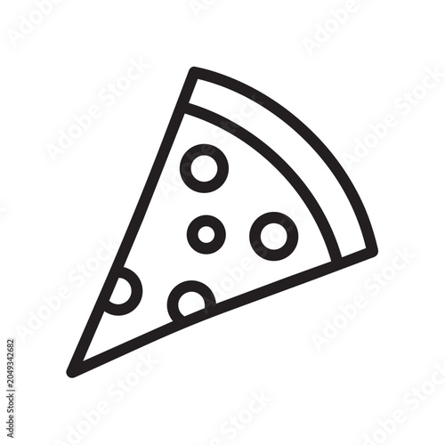 Simple Line Art Icon of a Pizza Slice on White Background