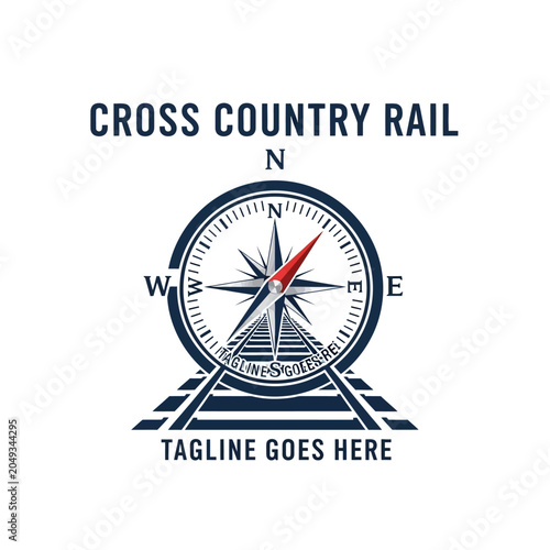 Quadro su tela Innovative compass design incorporating railroad tracks, ideal for transcontinental travel, shipping, and railway engineering firms