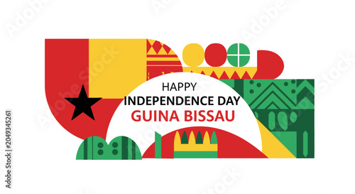 Fotografía Happy Independence Day Guinea Bissau festive graphic