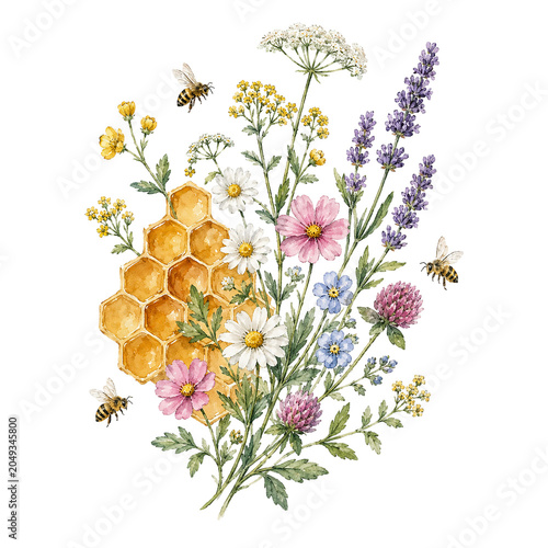 bouquet of wildflowers water color art, flower clipart