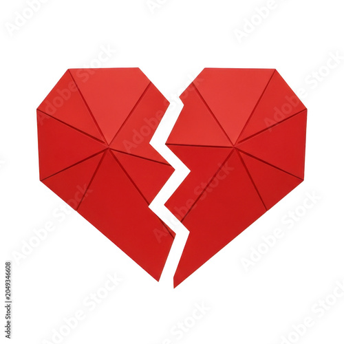 Broken red heart icon symbolizing love and loss