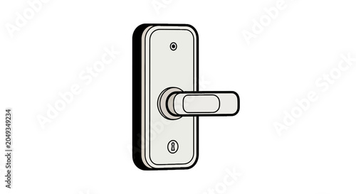 Tableau sur toile Modern silver door handle with keyhole on long plate