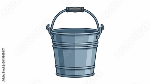 Gray Metal Bucket with Handle.