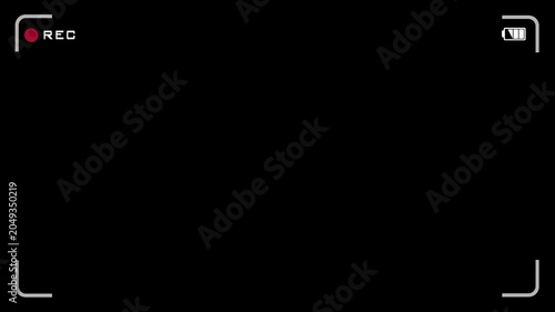 Camera Recording Frame Overlay Animation with REC Indicator, Professional Viewfinder Screen Element for Video Production Projects