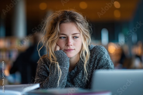 focused student studying on laptop