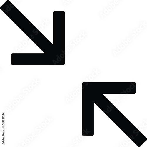 Canvastavla Diagonal compress inward arrows icon in minimalist line art style
