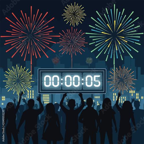 Canvas Print A countdown to New Year's Eve with fireworks