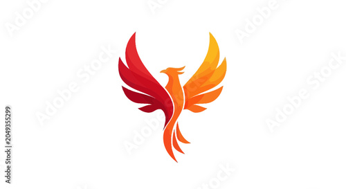 Abstract Phoenix Bird Logo Design in Red and Orange Gradient