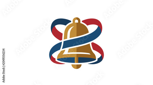 Photos Golden Bell with Ribbon Design.