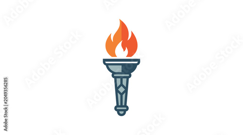 Fotografie Torch with flame on top burning.