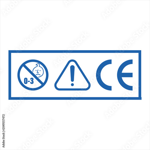 Choking hazard forbidden sign sticker not suitable for children under 3 years blue icon vector 
