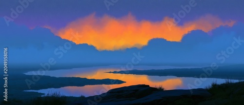 Dreamlike Cosmic Landscape Reflecting the Universe on Mirror Lake, Celestial Dreamscape Universe Panorama, Cosmic Reflection Art Background