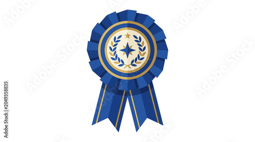 Blue Ribbon Award Symbol Emblem.