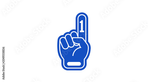 Blue foam finger number one hand.