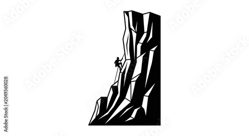 Person Rock Climbing Steep Cliff Face.