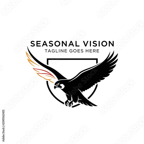 Unique dual-season bird logo design representing change and perspective, suitable for insurance, security, or environmental consulting.