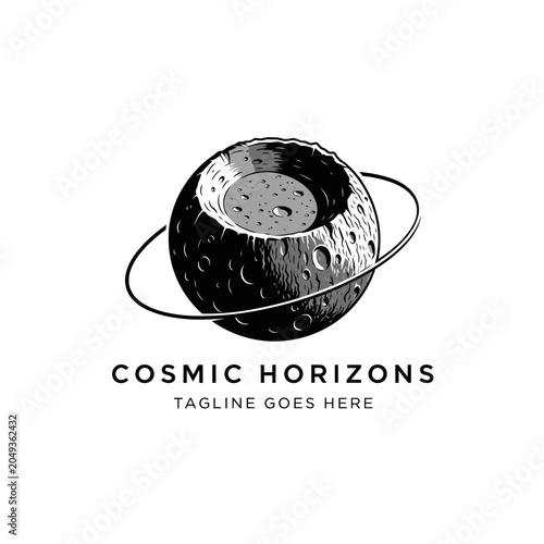 Minimalist moon logo perfect for night-themed businesses, lunar exploration, or observatory branding.