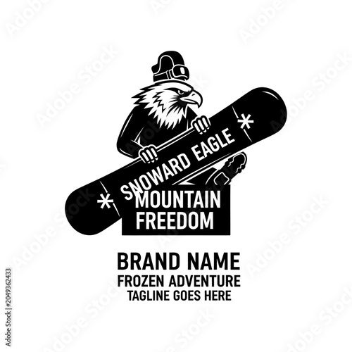 Energetic and fun winter sports logo ideal for snowboarding apparel, mountain resort branding, and extreme outdoor adventure groups.