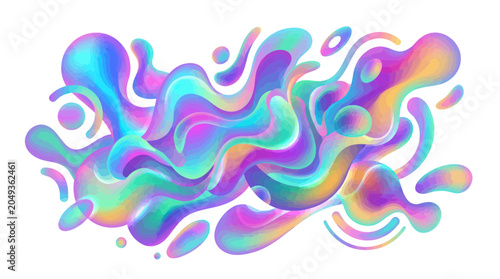 Tableau sur toile Abstract Colorful Fluid Shapes with Gradient and Texture