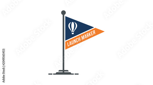 Foto Flag with hot air balloon logo.
