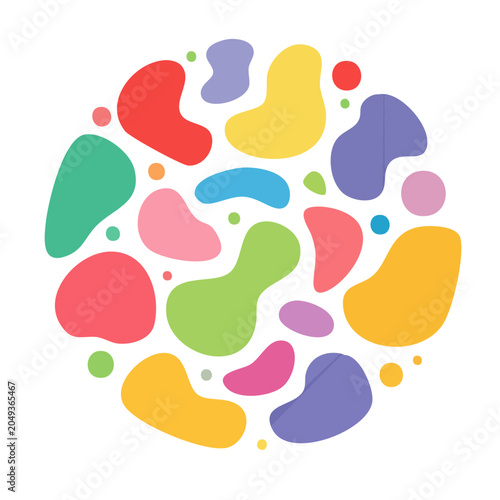 Colorful abstract organic shapes on white background