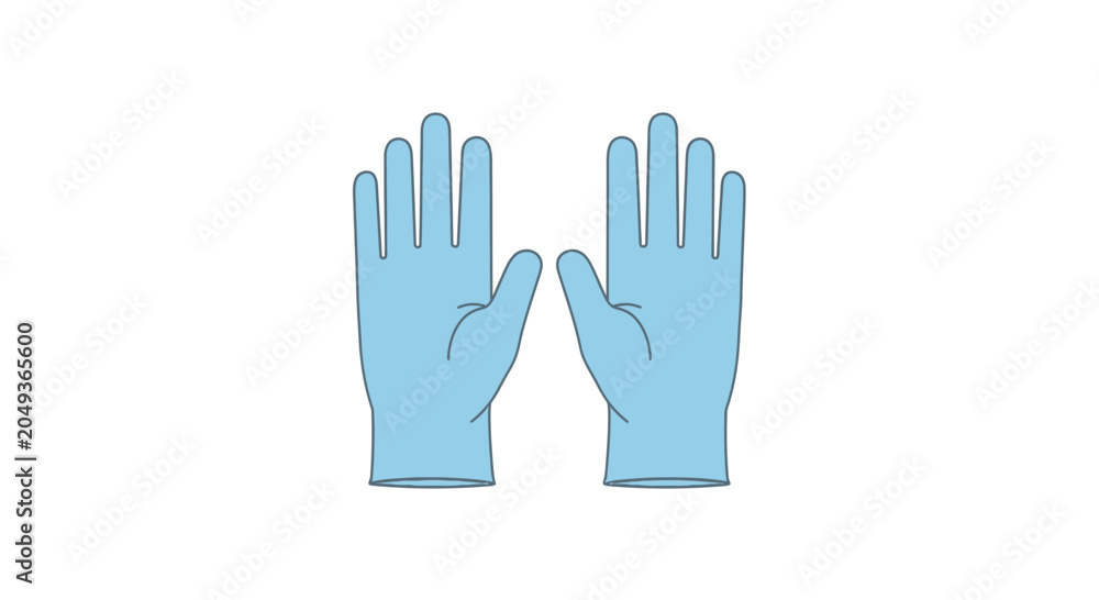 Obraz premium Pair of light blue disposable medical gloves on white background