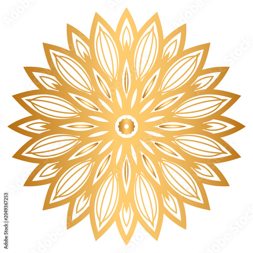Golden Luxury Mandala Art Background with Intricate Floral Geometry and Royal Decorative Elements