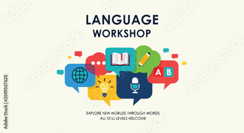 Fotografie A colorful infographic for a language workshop