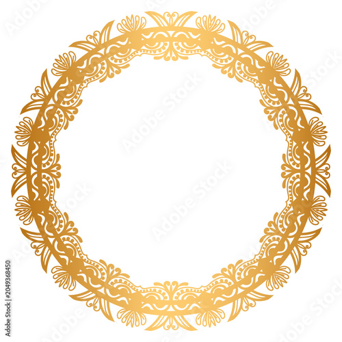 Luxury Golden Circle Frame Transparent With Vintage Mandala Gold Circular Pattern