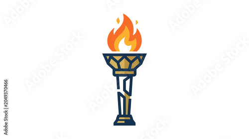 Photography Torch with flame on top burning.