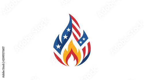 Cuadro en lienzo American flag flame logo symbol.