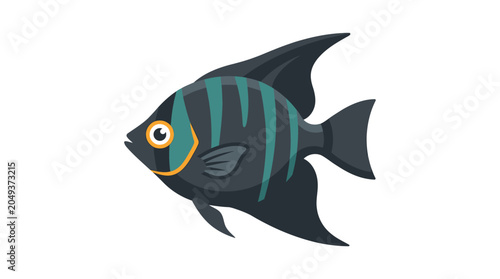 Black and green striped cartoon fish.