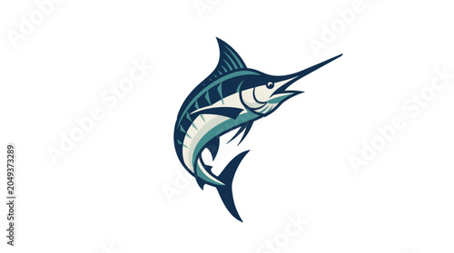 Large blue marlin fish swimming fast.