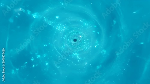 Digital abstract background blue vortex swirl water texture spiral motion with glowing turquoise spiral tunnel, luminous energy, depth, fluid light pattern, modern design