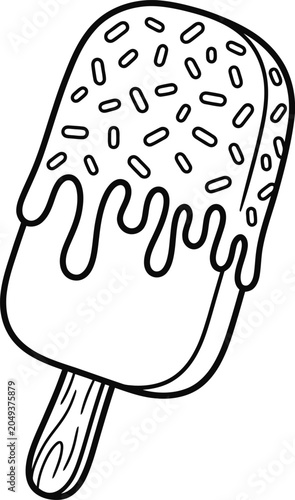 Φωτογραφία Black and white coloring page of a delicious popsicle with sprinkles 1