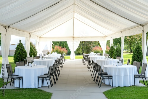 Authentic lifestyle concept Elegant outdoor event setup under a tent. natural candid visual scene for modern advertising campaign diverse emotional atmosphere professional stock content commercial s