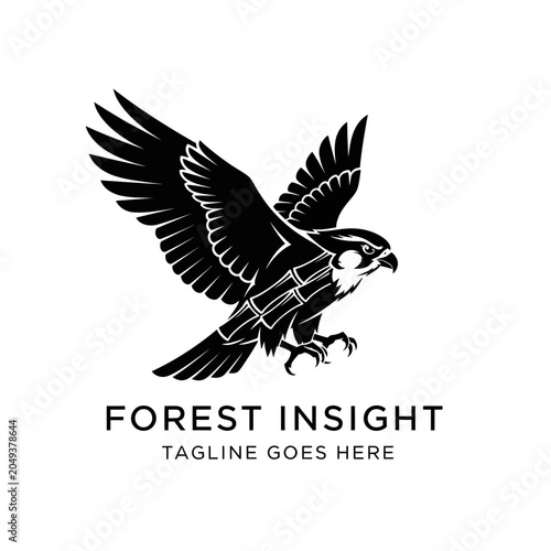 Photos Symbolizing keen vision and perspective, this majestic bird logo is excellent for security, surveillance, or conservation agencies