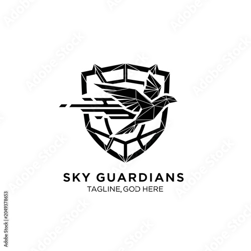 Tableau sur toile Dynamic avian emblem suitable for security firms, sports teams, or delivery services representing speed, protection, and vigilance in a clean modern style