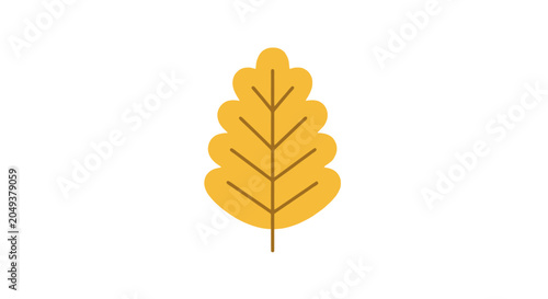 Fotografi Yellow autumn leaf with symmetrical lobes
