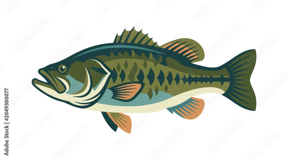 Fototapeta premium Large Mouth Bass Fish Side View.