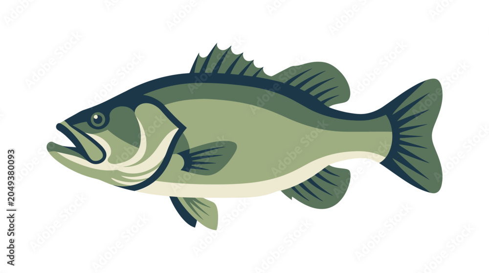 Fototapeta premium Large Mouth Bass Fish Side View.