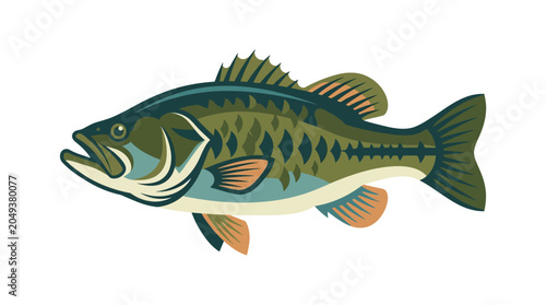 Large Mouth Bass Fish Side View.