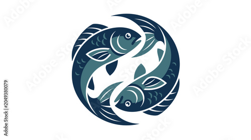 Two Stylized Fish in Circle Design.