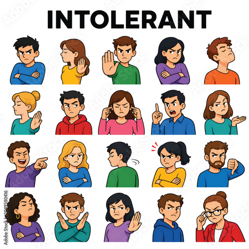 Obraz na płótnie Intolerant Behavior Line Icon, Lack of Acceptance Symbol Vector Illustration