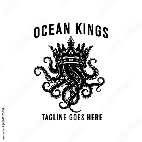 Quadro em tela A powerful and intriguing logo concept for seafood restaurants, marine protection groups, or businesses seeking a commanding brand image