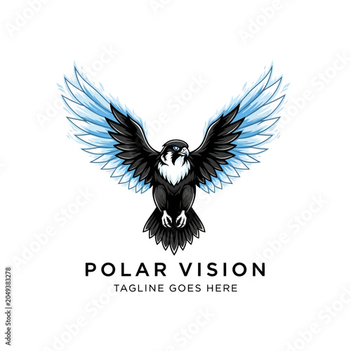 Tableau sur toile Detailed illustration of a bird of prey with vibrant blue feathers, symbolizing keen sight, freedom, and strength