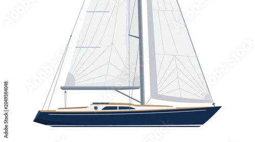 Sailing yacht boat with sails.