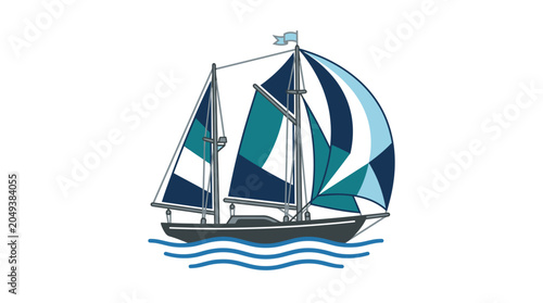 Foto Sailing Boat on the Water Surface.